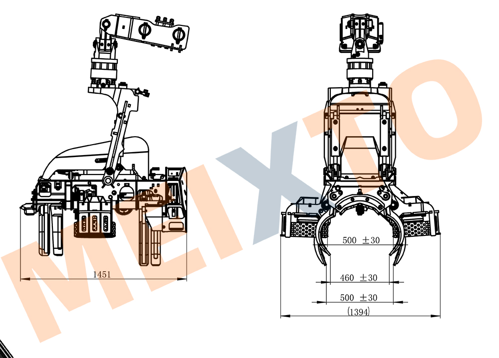 Tree harvester head dimensions