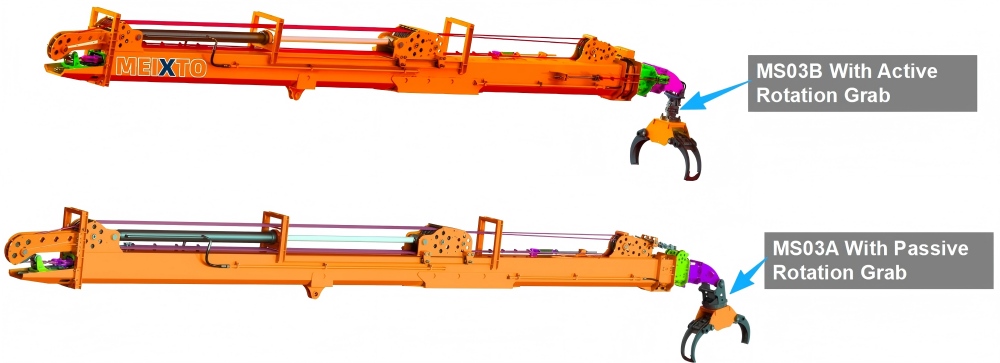 forestry telescopic arm log grab